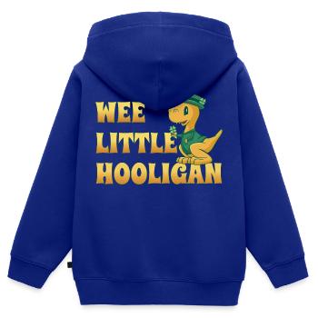 Wee Lil Hooligan liebt Dinosaurier St. Patrick Day - Kinder Premium Organic Zip Hoodie - Royalblau - Hinten - AI Model Kid Male (0cm)
