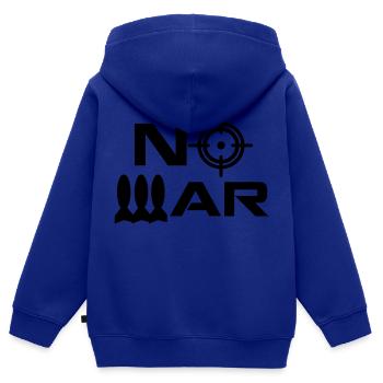 no war 01 - Sweat Premium à capuche zippé enfant bio - bleu roi - Dos - AI Model Kid Male (0cm)