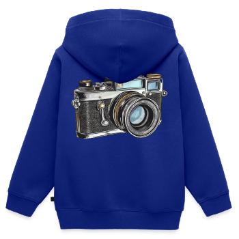 Kamera Retro Zeichnung - Kinder Premium Organic Zip Hoodie - Royalblau - Hinten - AI Model Kid Male (0cm)