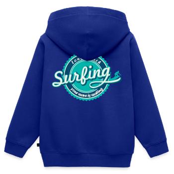 Wassersport - Kinder Premium Organic Zip Hoodie - Royalblau - Hinten - AI Model Kid Male (0cm)