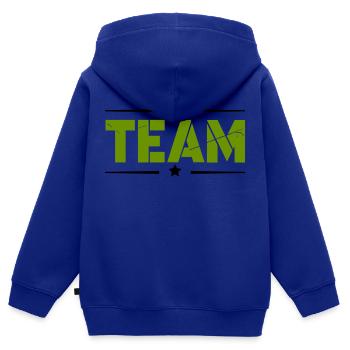 Équipe - Sweat Premium à capuche zippé enfant bio - bleu roi - Dos - AI Model Kid Male (0cm)