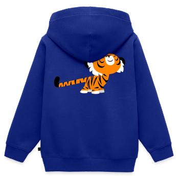 Erstreckender Tiger von Cheerful Madness!! - Kinder Premium Organic Zip Hoodie - Royalblau - Hinten - AI Model Kid Male (0cm)