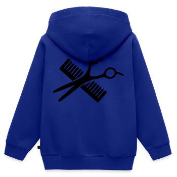 Frisör - Kinder Premium Organic Zip Hoodie - Royalblau - Hinten - AI Model Kid Male (0cm)
