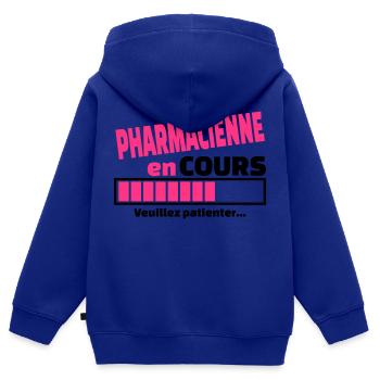 pharmacienne en cours - Sweat Premium à capuche zippé enfant bio - bleu roi - Dos - AI Model Kid Male (0cm)