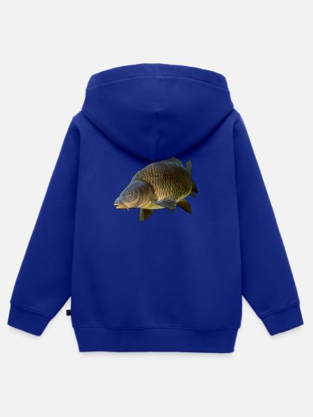 Carpe commune - Sweat Premium à capuche zippé enfant bio - bleu roi