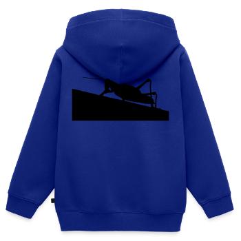 Sauterelles - Sweat Premium à capuche zippé enfant bio - bleu roi - Dos - AI Model Kid Male (0cm)