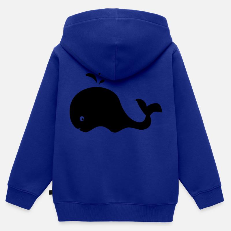 La baleine bleu - Sweat Premium à capuche zippé enfant bio - bleu roi