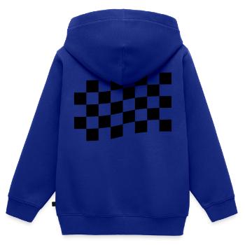 drapeau à damiers - Sweat Premium à capuche zippé enfant bio - bleu roi - Dos - AI Model Kid Male (0cm)