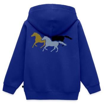 Herd of Galloping Horses - Kids Premium Organic Zip-up Hoodie - royal blue - Back - AI Model Kid Male (0cm)