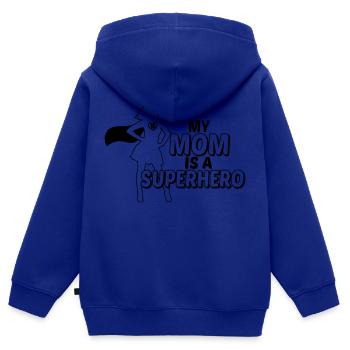 Ma mère est qu'une super-héros-ma maman est un - Sweat Premium à capuche zippé enfant bio - bleu roi - Dos - AI Model Kid Male (0cm)