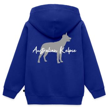 Australian Kelpie - Sweat Premium à capuche zippé enfant bio - bleu roi - Dos - AI Model Kid Male (0cm)