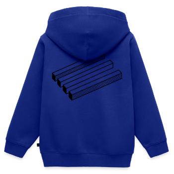 illusion d'optique - Sweat Premium à capuche zippé enfant bio - bleu roi - Dos - AI Model Kid Male (0cm)