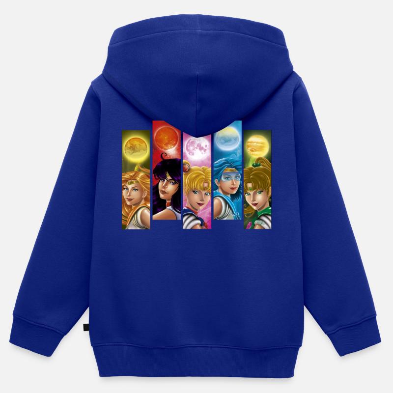 Sailor Moon - Sweat Premium à capuche zippé enfant bio - bleu roi