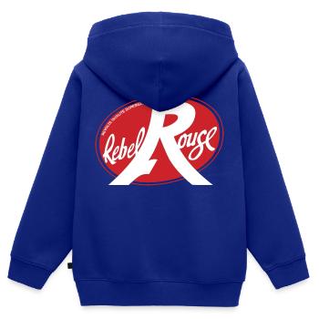 Roter Rebel - Kinder Premium Organic Zip Hoodie - Royalblau - Hinten - AI Model Kid Male (0cm)
