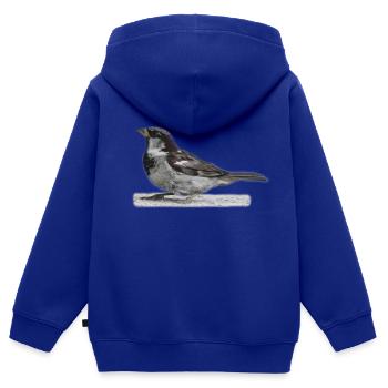 Oiseau moineau - Sweat Premium à capuche zippé enfant bio - bleu roi - Dos - AI Model Kid Male (0cm)