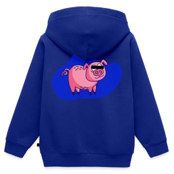 Cartoon Schwein - Kinder Premium Organic Zip Hoodie - Royalblau - Hinten - AI Model Kid Male (0cm)