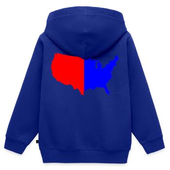 Usa Rouge Bleu Carte Silhouette - Sweat Premium à capuche zippé enfant bio - bleu roi - Dos - AI Model Kid Male (0cm)