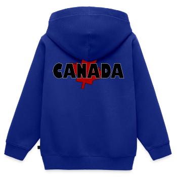 Canada feuille d'erable - Sweat Premium à capuche zippé enfant bio - bleu roi - Dos - AI Model Kid Male (0cm)