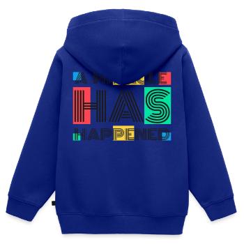Un miracle s’est produit - Sweat Premium à capuche zippé enfant bio - bleu roi - Dos - AI Model Kid Male (0cm)