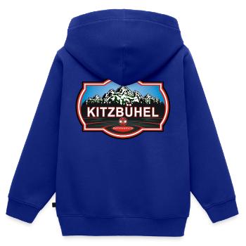Kitzbühel, Österreich - Kinder Premium Organic Zip Hoodie - Royalblau - Hinten - AI Model Kid Male (0cm)
