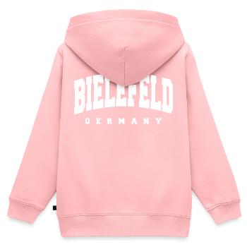 Bielefeld - Kinder Premium Organic Zip Hoodie - Rosa - Hinten - AI Model Kid Female (0cm)