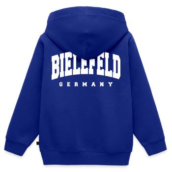 Bielefeld - Kinder Premium Organic Zip Hoodie - Royalblau - Hinten - AI Model Kid Male (0cm)