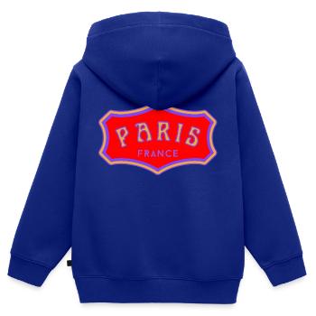 Paris - Sweat Premium à capuche zippé enfant bio - bleu roi - Dos - AI Model Kid Male (0cm)