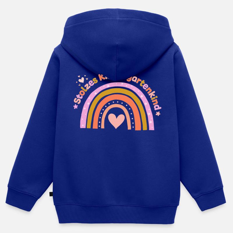 Maternelle - Sweat Premium à capuche zippé enfant bio - bleu roi
