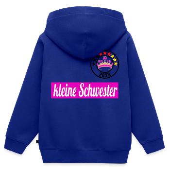 kleine Schwester 2025 - Kinder Premium Organic Zip Hoodie - Royalblau - Hinten - AI Model Kid Male (0cm)