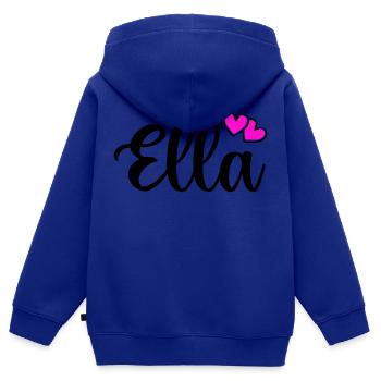 ella name - Kinder Premium Organic Zip Hoodie - Royalblau - Hinten - AI Model Kid Male (0cm)