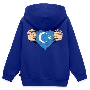 Uyghur flag design used - Kids Premium Organic Zip-up Hoodie - royal blue - Back - AI Model Kid Male (0cm)