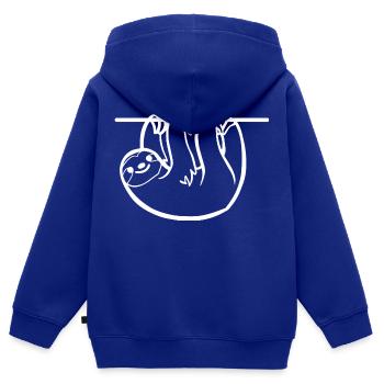 blanc LAZY ANIMAL - Sweat Premium à capuche zippé enfant bio - bleu roi - Dos - AI Model Kid Male (0cm)
