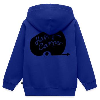 Fröhlicher Wohnwagen Individuelles Geschenk - Kinder Premium Organic Zip Hoodie - Royalblau - Hinten - AI Model Kid Male (0cm)