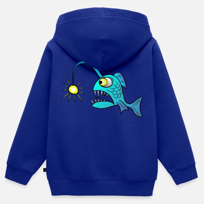 Poisson-grenouille - Sweat Premium à capuche zippé enfant bio - bleu roi