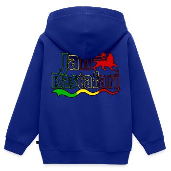 jah rastafari - Sweat Premium à capuche zippé enfant bio - bleu roi - Dos - AI Model Kid Male (0cm)
