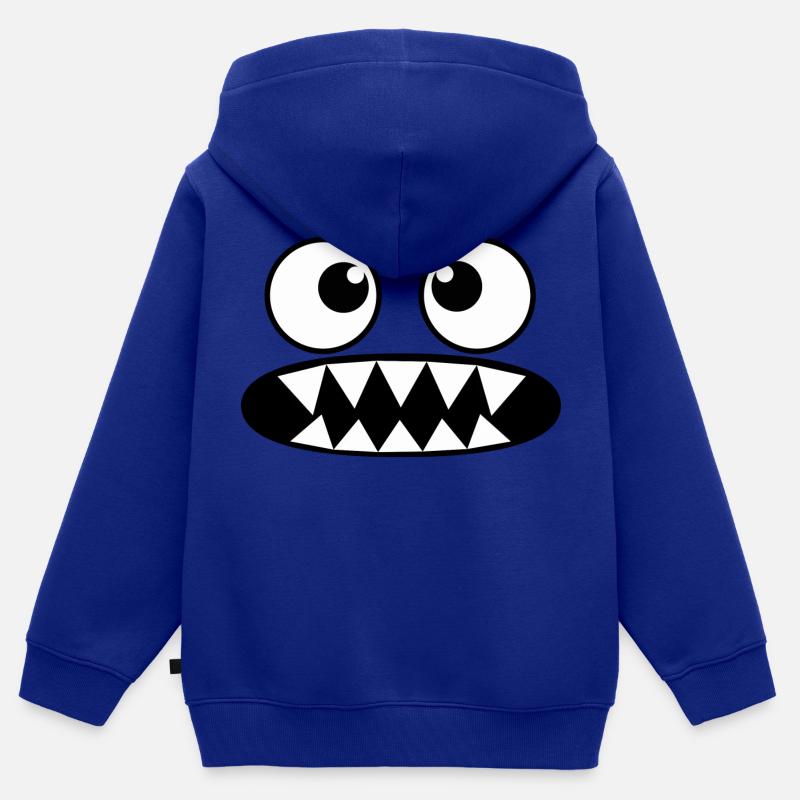Nom nom - Sweat Premium à capuche zippé enfant bio - bleu roi
