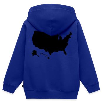 USA - Kinder Premium Organic Zip Hoodie - Royalblau - Hinten - AI Model Kid Male (0cm)