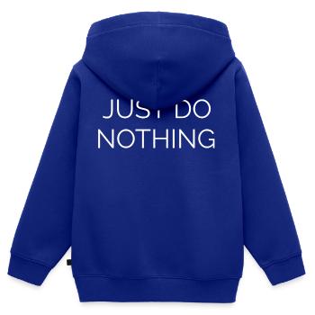 Ne fais rien - Sweat Premium à capuche zippé enfant bio - bleu roi - Dos - AI Model Kid Male (0cm)