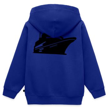 Boot - Kinder Premium Organic Zip Hoodie - Royalblau - Hinten - AI Model Kid Male (0cm)