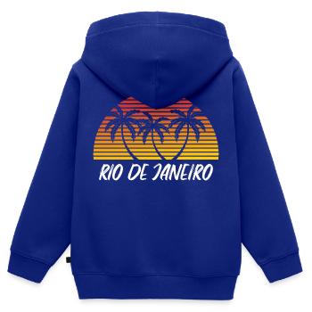 Rio de Janeiro - Sweat Premium à capuche zippé enfant bio - bleu roi - Dos - AI Model Kid Male (0cm)
