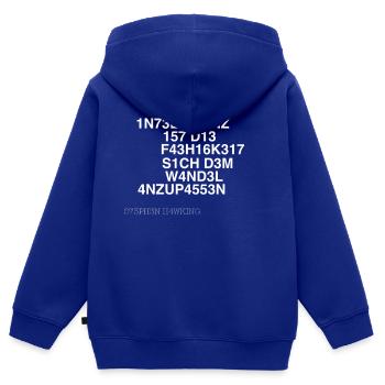 Intelligenz ist die Fähigkeit Stephen Hawking - Kinder Premium Organic Zip Hoodie - Royalblau - Hinten - AI Model Kid Male (0cm)
