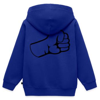 Design Geballte Faust - Kinder Premium Organic Zip Hoodie - Royalblau - Hinten - AI Model Kid Male (0cm)