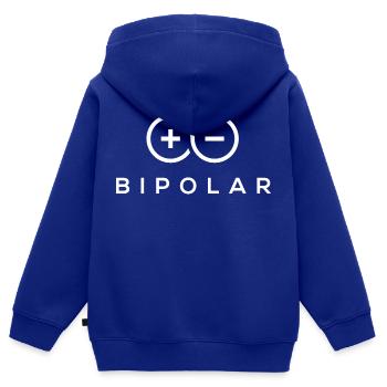 bipolair positif et négatif - Sweat Premium à capuche zippé enfant bio - bleu roi - Dos - AI Model Kid Male (0cm)