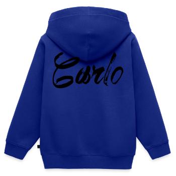 Carlo - Sweat Premium à capuche zippé enfant bio - bleu roi - Dos - AI Model Kid Male (0cm)