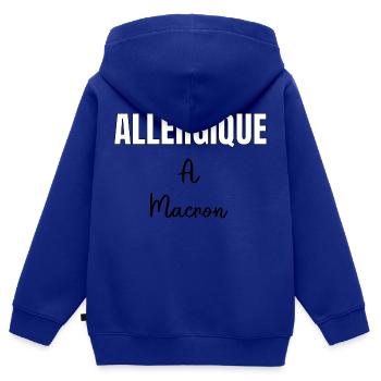 Allergique à Macton - Sweat Premium à capuche zippé enfant bio - bleu roi - Dos - AI Model Kid Male (0cm)