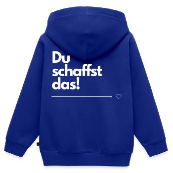 Du schaffst das! - Kinder Premium Organic Zip Hoodie - Royalblau - Hinten - AI Model Kid Male (0cm)