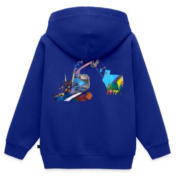 bagger,baggerfahren,baggerfahren,graffiti - Kinder Premium Organic Zip Hoodie - Royalblau - Hinten - AI Model Kid Male (0cm)