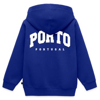 Porto - Kinder Premium Organic Zip Hoodie - Royalblau - Hinten - AI Model Kid Male (0cm)