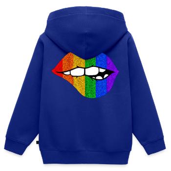 LGBTQ+ LIPS BITING PRIDE - Kinder Premium Organic Zip Hoodie - Royalblau - Hinten - AI Model Kid Male (0cm)