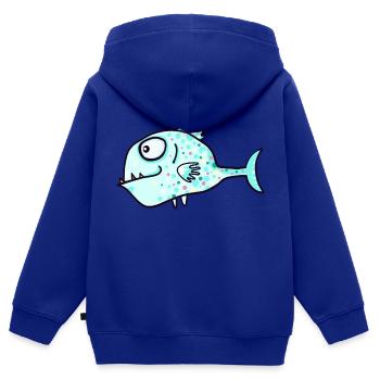 Raubfisch - Kinder Premium Organic Zip Hoodie - Royalblau - Hinten - AI Model Kid Male (0cm)